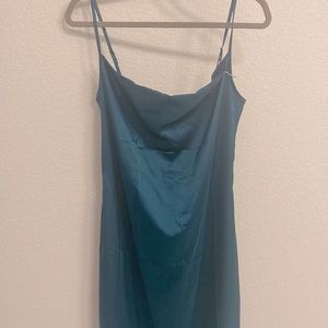 Emerald spaghetti strap midi dress